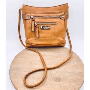 Tignanello Crossbody Bag Womens M Tan Leather Messenger Purse
